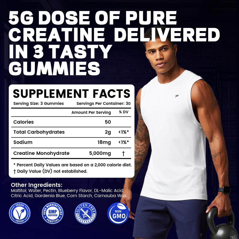 Manewu Creatine Monohydrate Gummies blueberry flavor closeup suggesting tasty training support