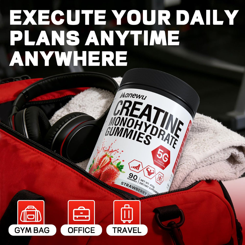 Manewu Creatine Monohydrate Gummies daily-dose bottle reinforces consistent supplementation