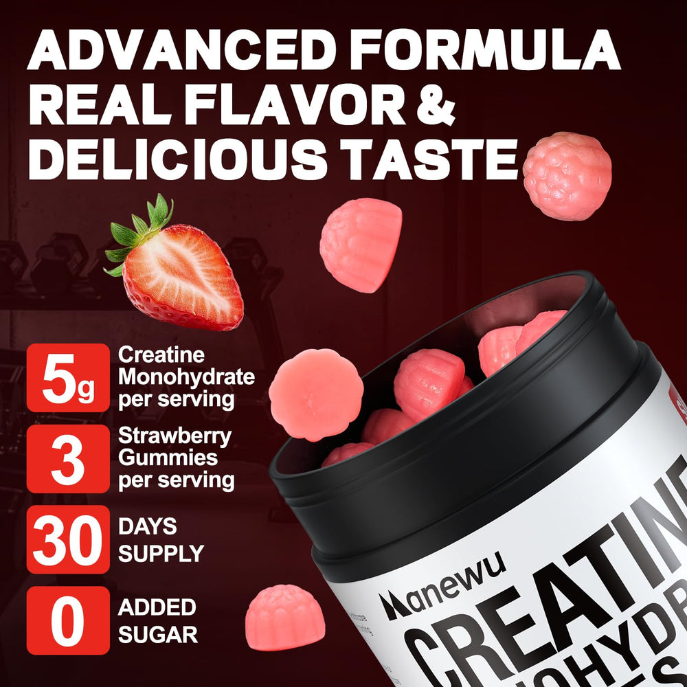 Manewu Creatine Monohydrate Gummies pack open for quick post-workout support