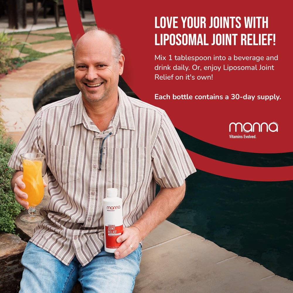 Manna Vitamins Evolved easy-dosing spoon photo implies simple routines for consistent joint care.
