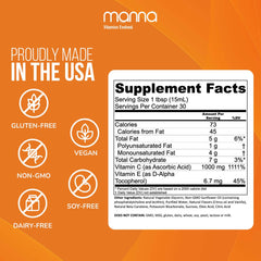 Manna liposomal C bottle being poured into a glass for easy dosing.