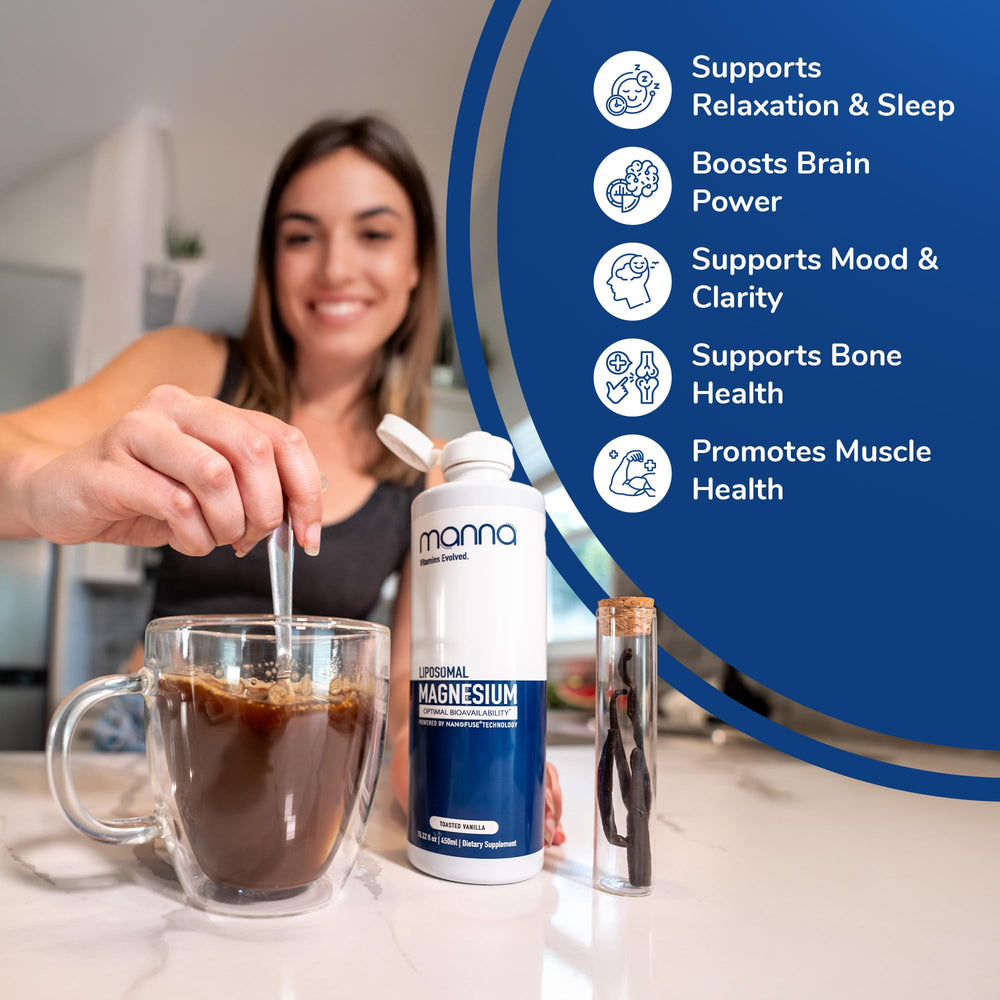 Manna liposomal magnesium dosing syringe shows precise use for bedtime routine and better sleep prep.