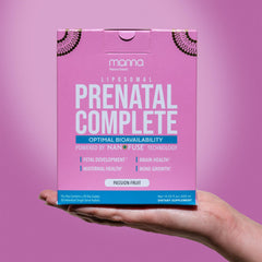 Manna Vitamins Evolved Liposomal Prenatal Complete bottle for easy daily prenatal support.