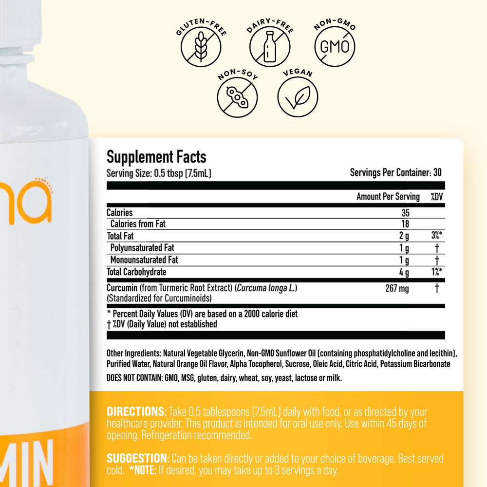 Manna Vitamins Evolved swirl of liquid curcumin in motion.