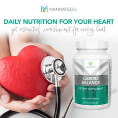 Bottle with glass of water suggesting easy daily intake of CardioBALANCE.