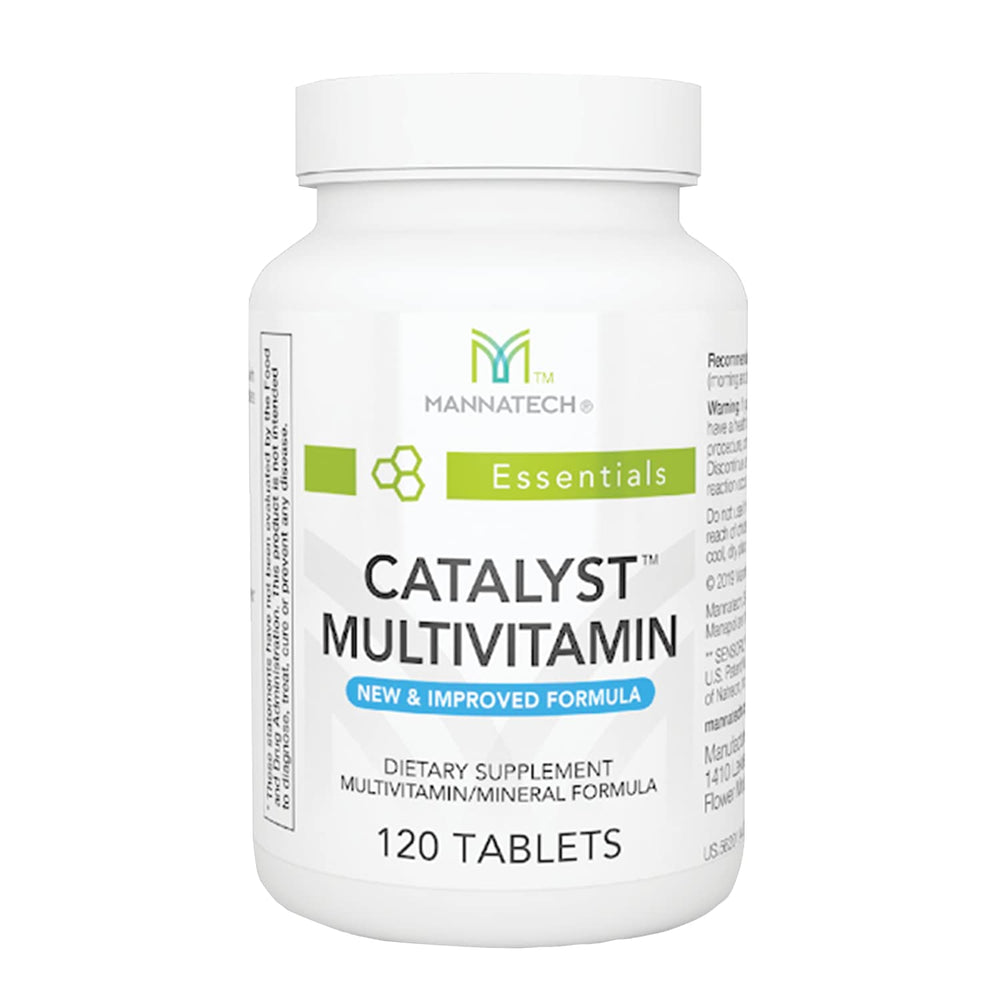 Mannatech Catalyst bottle-front shows full daily multivitamin support for everyday wellness.