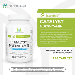 Mannatech Catalyst bottle-label details ingredients and 19 essential nutrients.