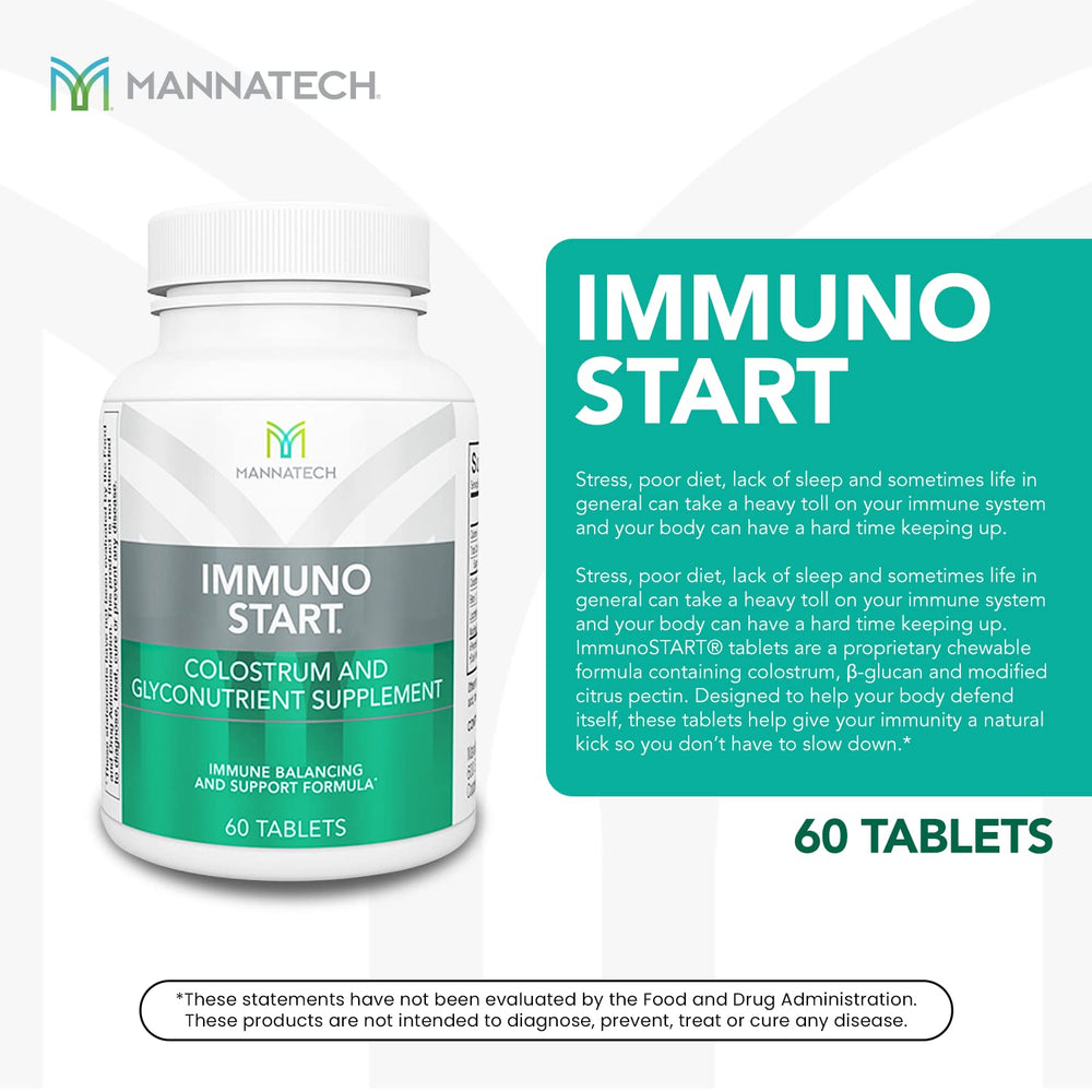 Mannatech ImmunoSTART bottle label detail highlighting MCP ingredient.