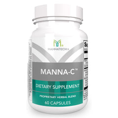Mannatech Manna-C bottle front view highlighting daily immune and respiratory support potential.