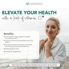 Mannatech Manna-C label closeup highlighting plant-based formula.