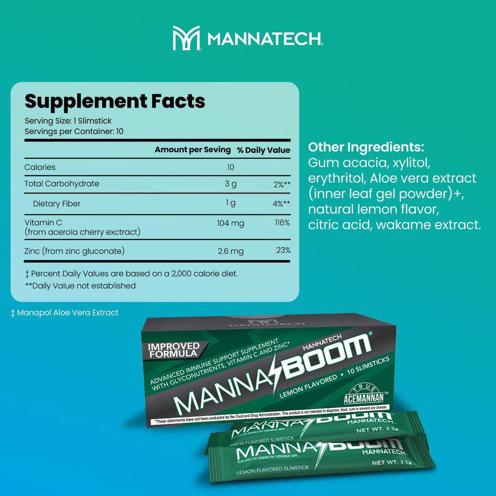 Mannatech MannaBOOM citrus-flavor quick-melt stick ideal for busy days and travel.