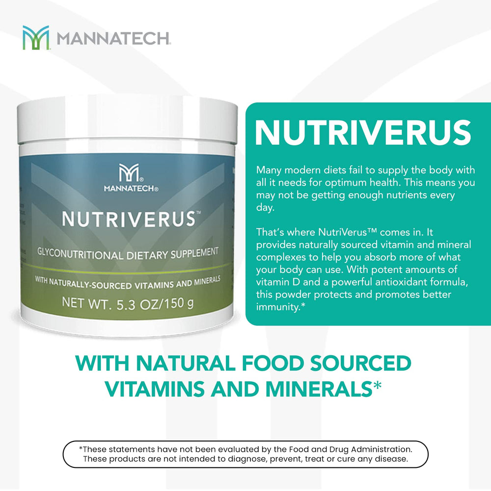 Close-up of NutriVerus ingredients highlighting vitamins C, E, D and B complex.