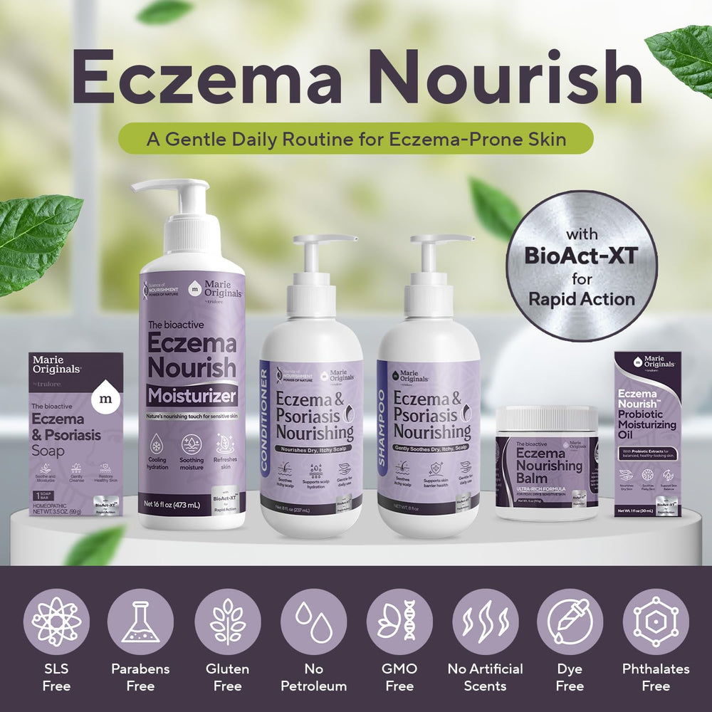 Marie Originals Eczema Nourish Conditioner bottle—lightweight hydration for dry scalps.