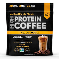 MariGold High Protein Coffee bottle pour shows ready-to-drink potential for workouts
