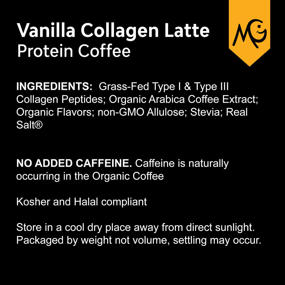 MariGold vanilla collagen coffee cup emphasizes gluten-free and keto-friendly profile