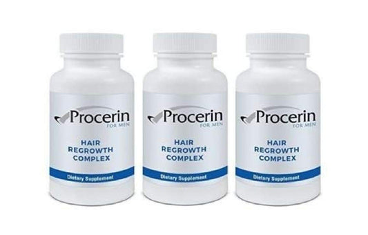 Marine Essentials Procerin tablet bottle designed for daily hair regrowth support.