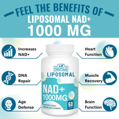 Closeup of Maripolio Liposomal NAD+ softgels for easy daily use
