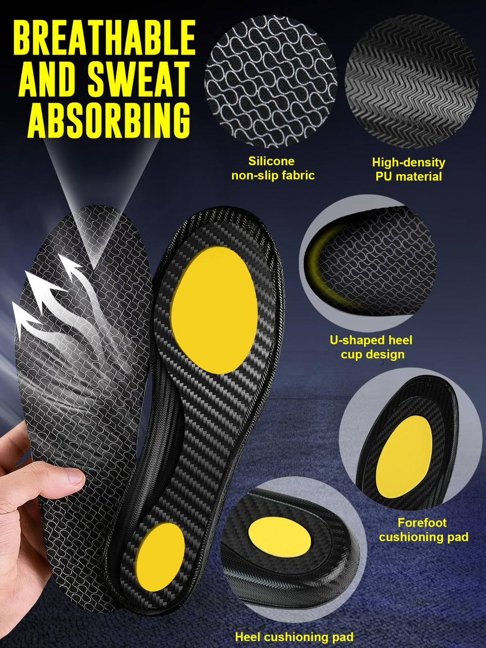 MARRDO carbon fiber insole available in six sizes fits most shoes securely
