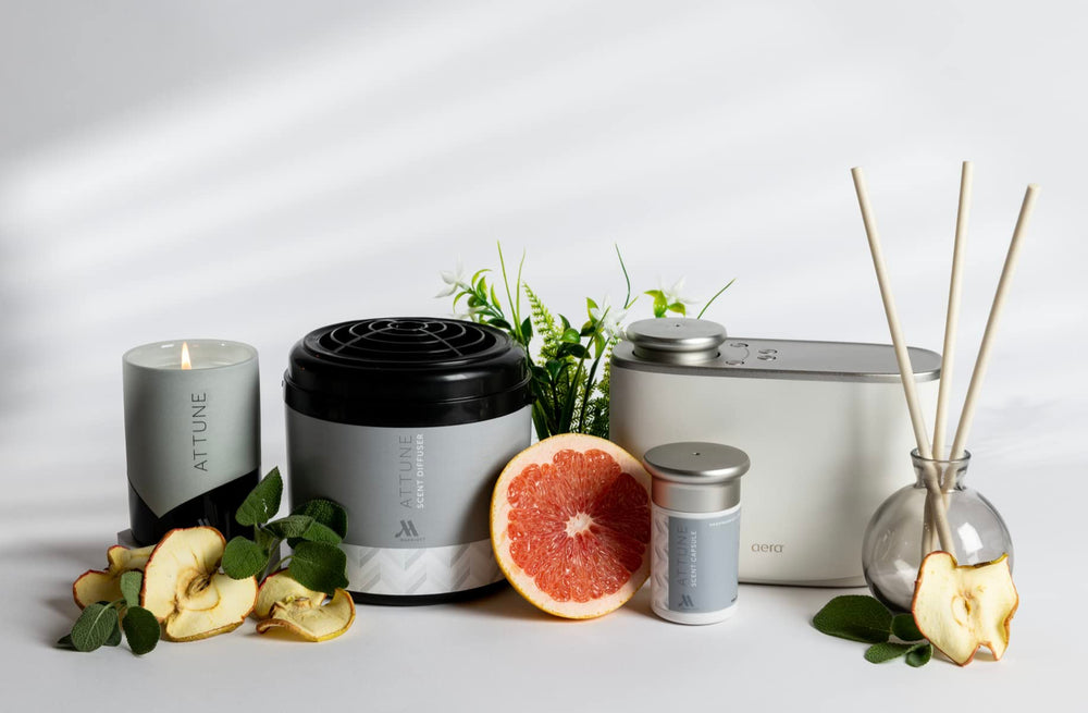 Marriott Attune room diffuser refill use demonstrates quick scent switch.