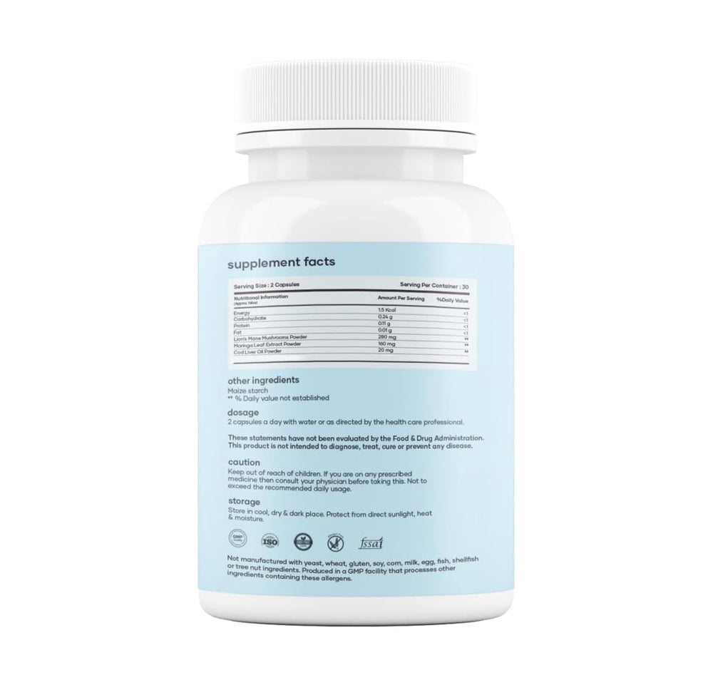 Mars by GHC Alizenol capsules ingredients blend label highlighting Tongkat Ali, Moringa, Lion's Mane