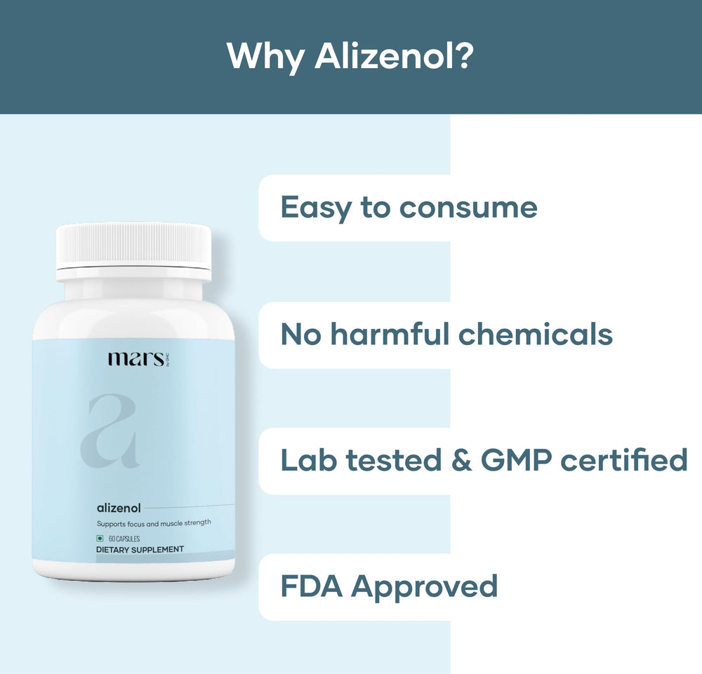 Mars by GHC Alizenol ingredients list showcases Tongkat Ali, Moringa, and Lion's Mane.
