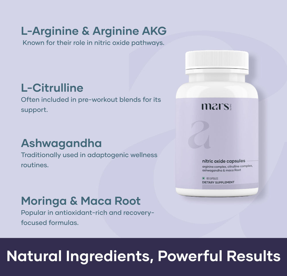Mars by GHC capsules in hand convey easy daily performance support.