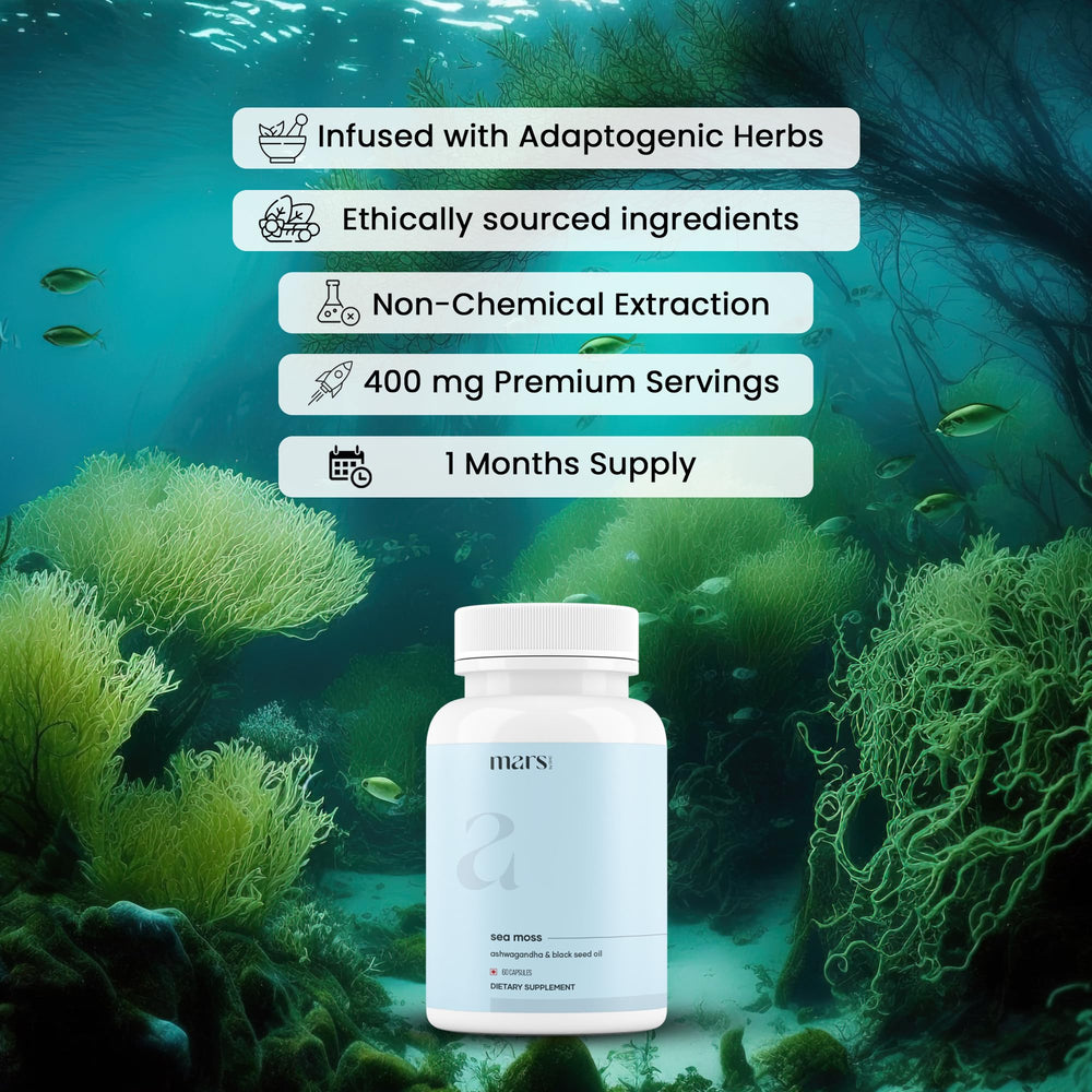 Mars by GHC Surge sea moss caps bottle back nutrition panel for informed use