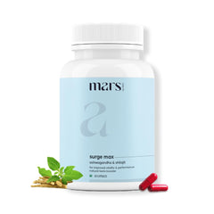 Mars Surgemax bottle back with ingredients shilajit and safed musli