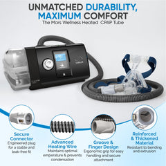 Mars Wellness CPAP heating tube compatible with AirSense 10 and AirCurve 10 for seamless integration.