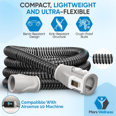 Mars Wellness CPAP heating tube climate control supports comfortable overnight use.