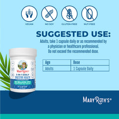 MaryRuth's 3-in-1 probiotics ingredient label with 23 strains