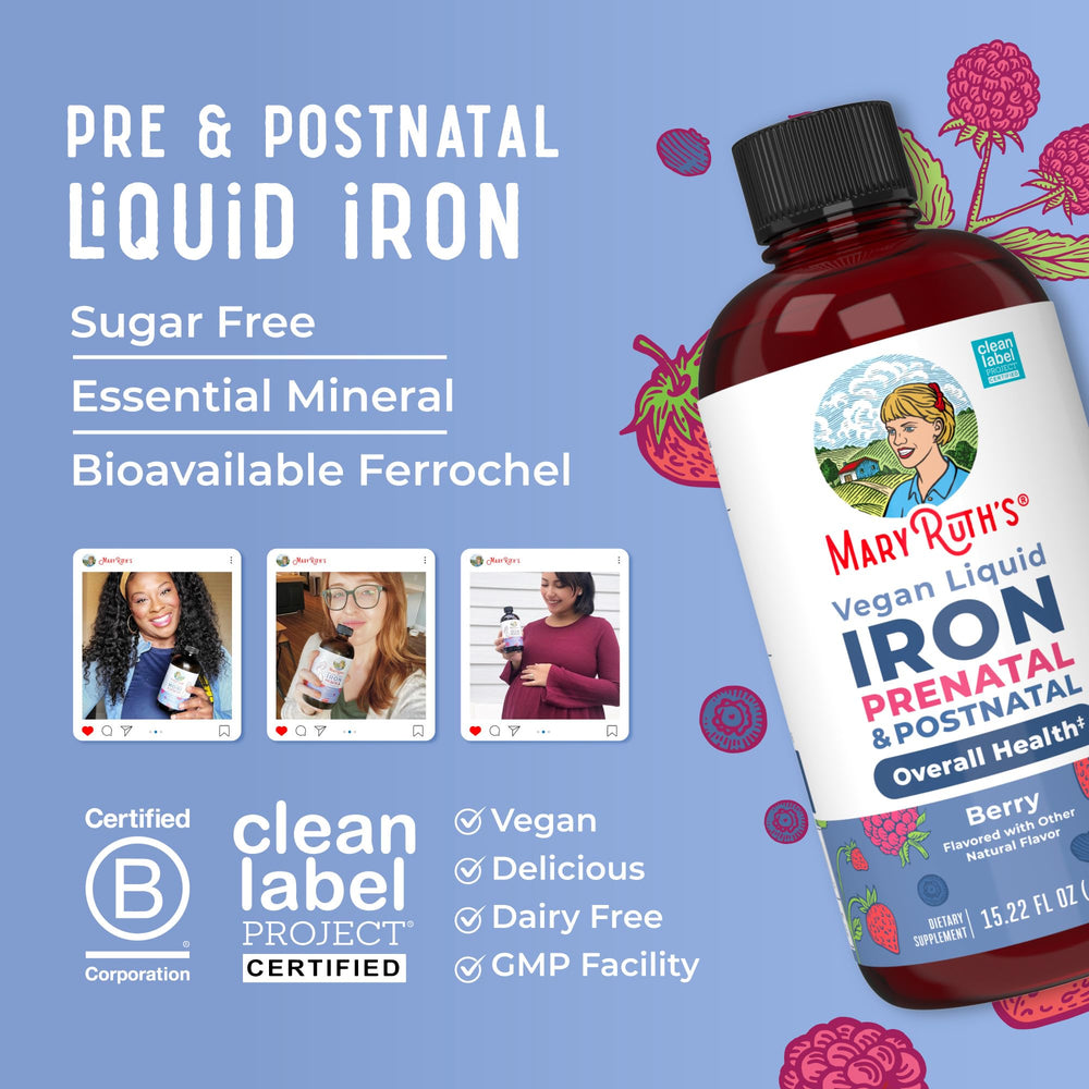 MaryRuth's packaging shows Clean Label Project and B Corp seals.