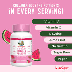 MaryRuth's Collagen Gummies packaging details and GMP badge.