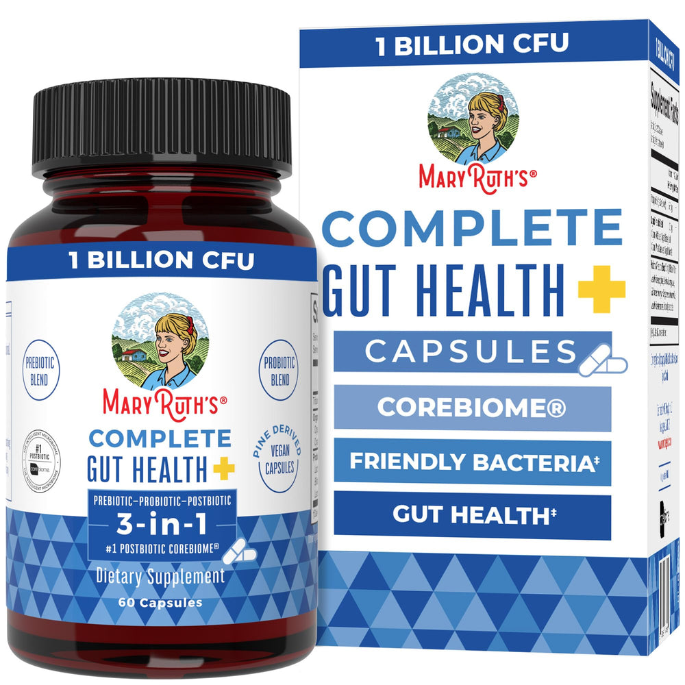 MaryRuth's Complete Gut Health+ bottle for daily probiotic support