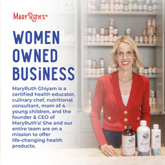 MaryRuth's Gut Flora Health+ Enzymes travel-friendly bottle on a desk