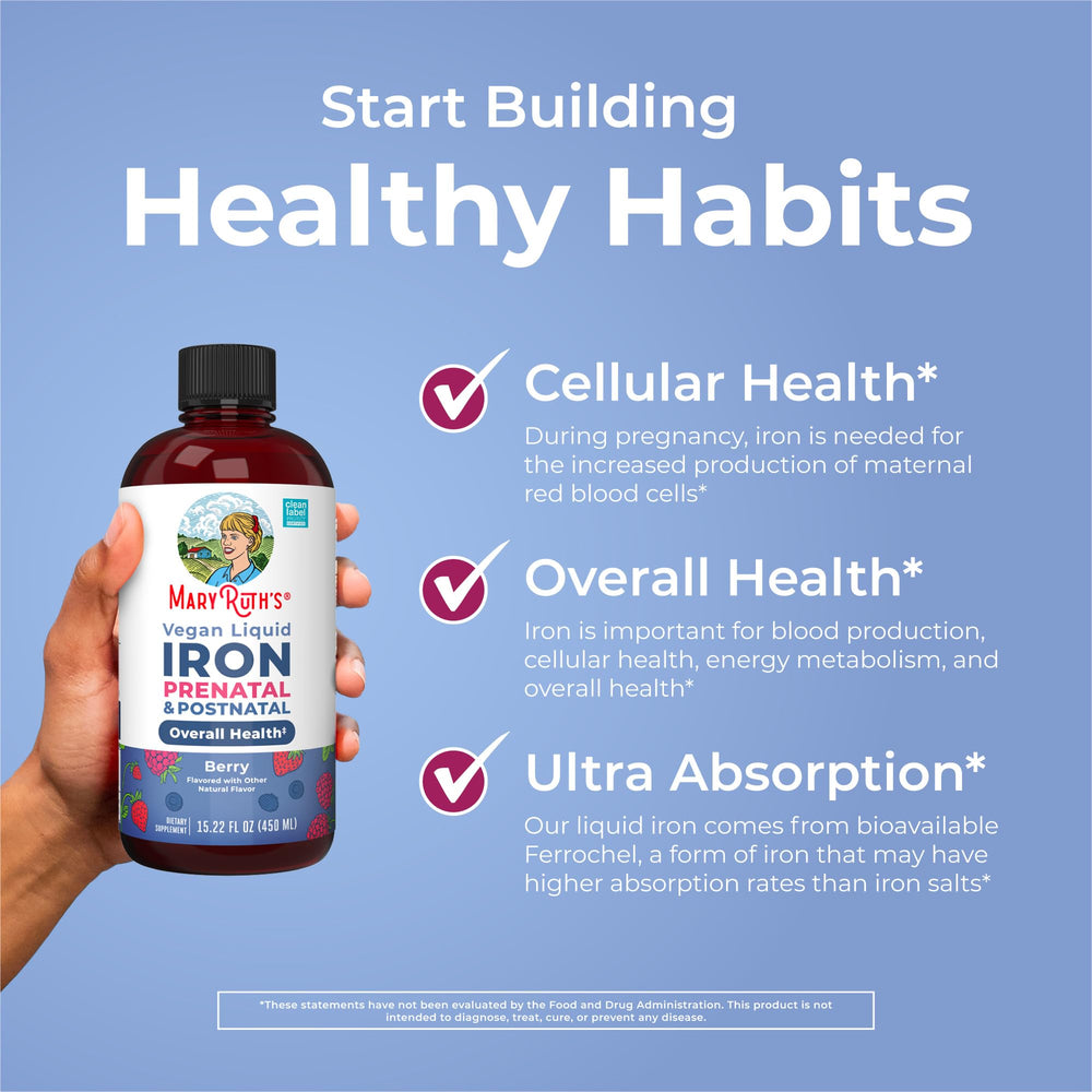 MaryRuth's iron liquid with measuring spoon shows flexible dosing.