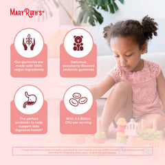 MaryRuth's Kids Probiotics Gummies vegan certification logo on the package.