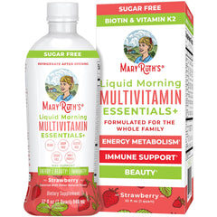 MaryRuth's Liquid Morning Multivitamin Essentials+ fruit punch bottle for daily immune support.
