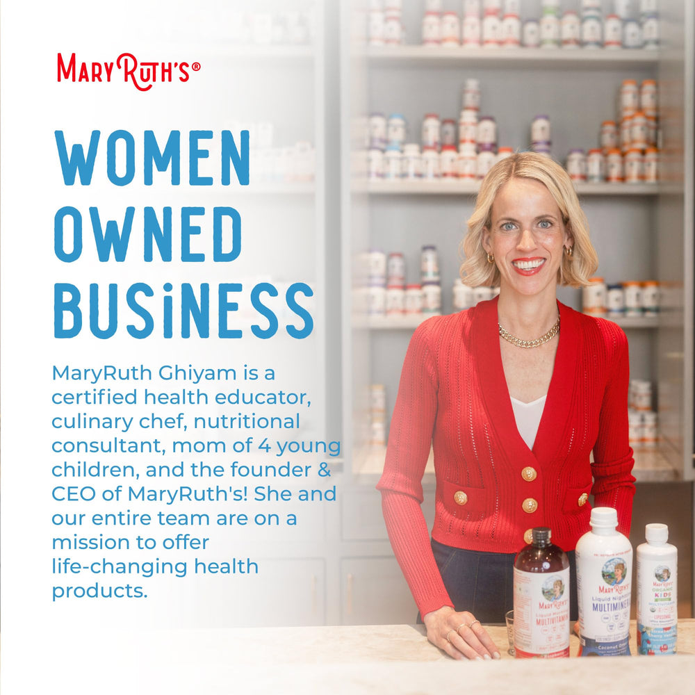 MaryRuth's certifications indicate Non-GMO, vegan, and Clean Label Project marks.