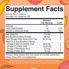 MaryRuth's Omega 3-6-7-9 gummies flavor close-up showing peach-mango-apricot taste