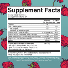 MaryRuth's Organic Menopause Gummies strawberry flavor bottle close-up for daily mood support