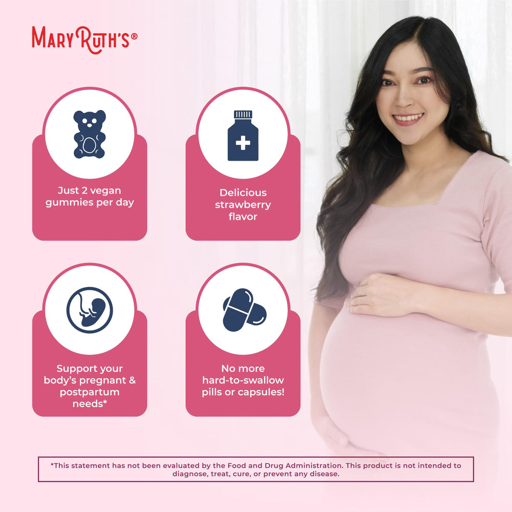 MaryRuth's Prenatal Gummies non-GMO packaging and verification.