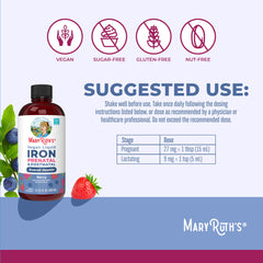 MaryRuth's Berry-flavored iron liquid label emphasizes simple supplementation.