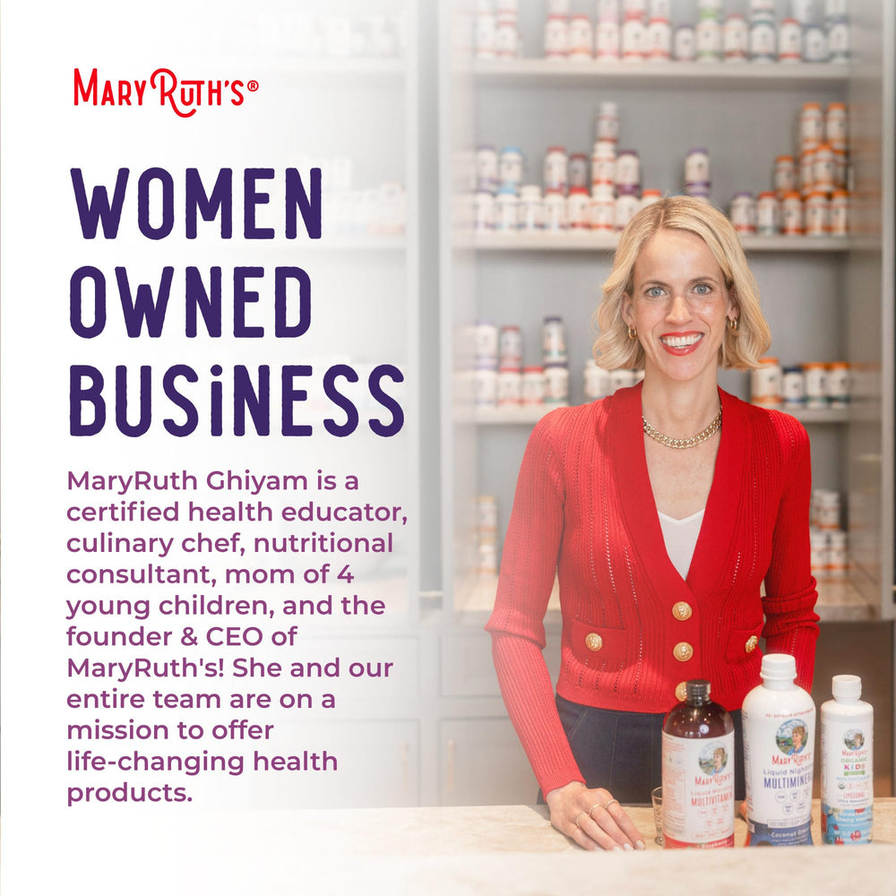 MaryRuth's Skin Restore + Renew packaging shot communicates clean label certification.