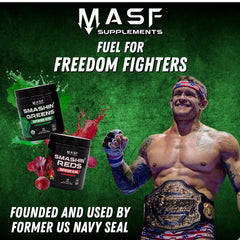 MASF Smashin' Greens packaging on shelf signaling vegan, keto, paleo friendly option.