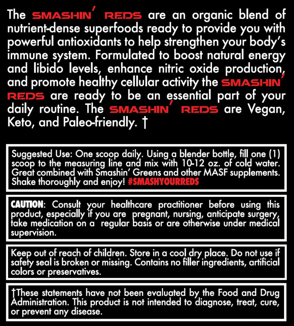MASF Smashin' Reds daily routine bottle inspires consistent nutrition choices.