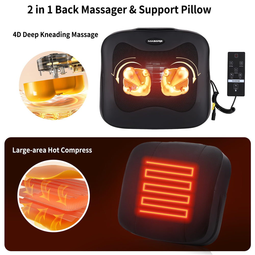 MASGRE dual-heating back-massager delivering soothing lumbar warmth.