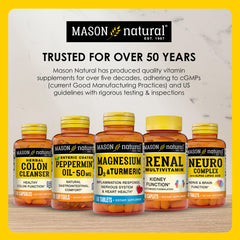 Mason Natural supplement facts label shows allergen-free ingredients for inclusive use.