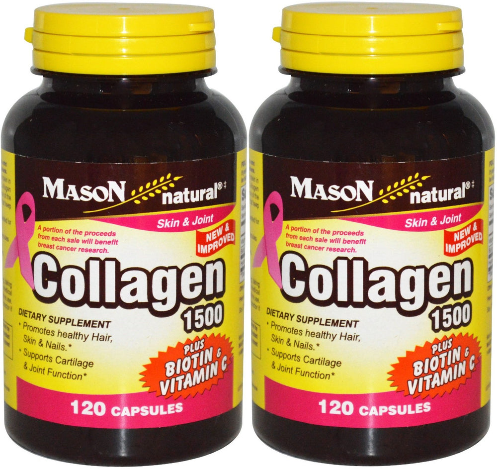 Mason Natural Collagen plus Vitamin C bottle front for hair, skin and nails support