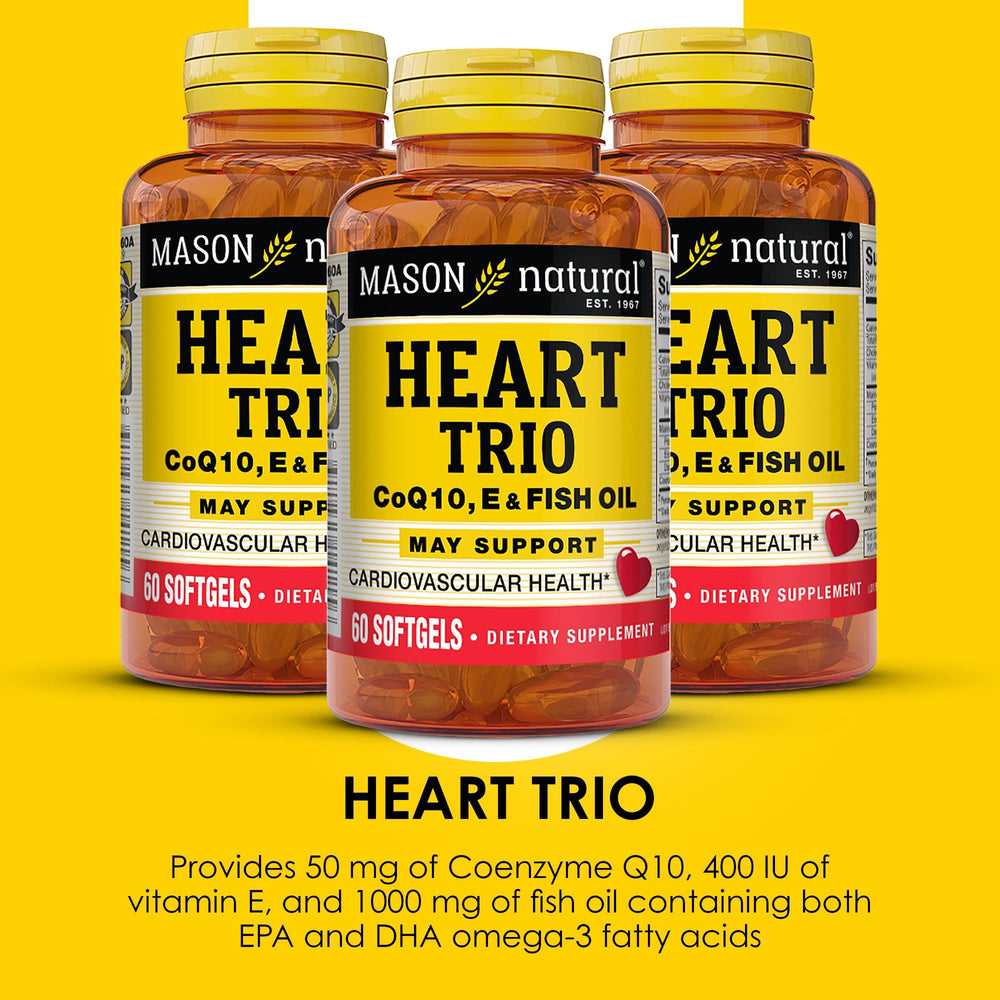 Mason Natural Heart Trio label detail emphasizing clean ingredients and no artificial additives.